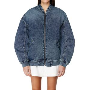 Chaquetas de mujer lisas con diseño de dos bolsillos y cremallera completa de material vaquero de alta calidad OEM para invierno - Product Image 5