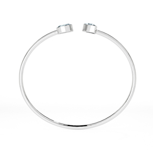 Pulsera de Plata de Ley 925 con Aguamarina, Dos Formas Ovaladas y Corte Trillón, Engaste de Bisel, Moderna, Unisex, Acabado de Alta Calidad - Product Image 3