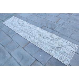Turkish 1.7x8.3 ft <b>Runner</b> <b>Rug</b>, Vintage <b>Rug</b>, Gray Abstract <b>Rug</b> - Product Image 2