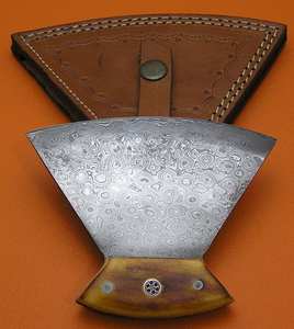 Cortador de Pizza personalizable Ulu de Alaska profesional de hueso flameado de acero de Damasco de alta calidad ecológico hecho a mano, herramientas de cocina - Product Image 5