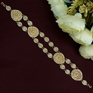 Indian Traditional Jewellery Gold Plated <b>Hair</b> <b>Accessories</b> Crystal Sheeshphool Bridal Mathapatti Indian Jewelry For Women - Product Image 1