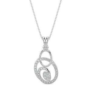 Pendentif Diamant Cercles Célestes-Or Blanc Charme Bijoux Élégant et Luxueux - Product Image 1