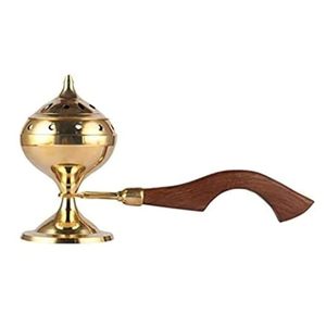 Diffuseur Loban en laiton de haute qualité, brûleur d'encens en laiton poli avec poignée en bois, brûleur décoratif pour accessoires de Pooja - Product Image 2