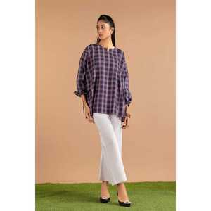 Tunique en fil teint pour femmes KJ-43024-A, pull confortable et élégant - Product Image 1