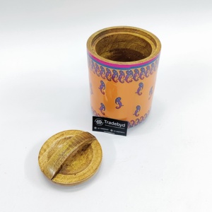 Tarro elegante hermético de madera con estampado de esmalte para frutos secos Tradebyd - Product Image 3