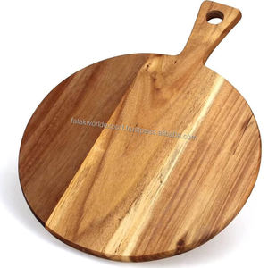 Natural Acacia Wood Cutting Board for <b>Vegetables</b> Meat Large Round Cheese Board Decorative Wooden Serving Boards for Kitchen FWE - Product Image 4