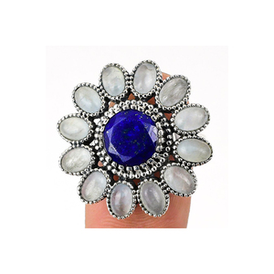 แหวนเพชรเม็ดเล็กสีโรสควอตซ์และโกเมน925แข็งสีเงินสเตอร์ลิงเครื่องประดับอัญมณีขายส่ง - Product Image 3