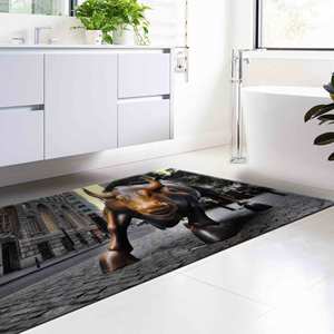Charging Bull Modern Printed <b>Rug</b>, New York Bull Sculpture Landscape Design,<b>Chenille</b> <b>Rug</b> - Product Image 4