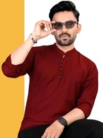Chemise en lin à manches longues coupe ajustée pour homme Batik Baju Kemeja Kurta Raya grande taille teint en fil