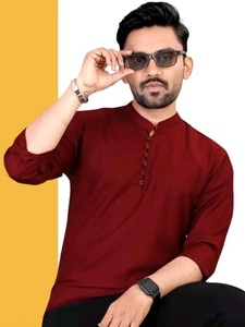 Men Casual Slim Fit Long Sleeve <b>Linen</b> Shirt Batik Baju Kemeja <b>Plus</b> <b>Size</b> Kurta Raya for Men Yarn Dyed - Product Image 3