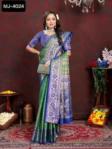 Nouveau travail de broderie léger en soie Saree de créateur décontracté avec une belle conception de travail de séquence de couleurs avec un chemisier fantaisie - Product Image 6