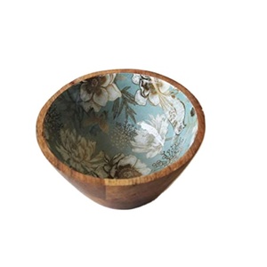 Bol en bois artisanal Sheeraz International, écologique, durable, design floral, pour servir les aliments, cadeau de mariage, décoration en bois - Product Image 1
