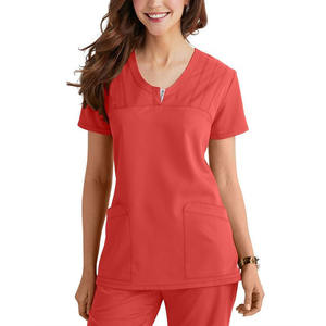 Uniforme Médico para Enfermeras, Conjunto de Blusa de Manga Corta y Pantalones Rectos, Cómodo, Elástico, de Spandex y Poliéster, Uniforme de Hospital - Product Image 5
