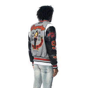 Chaqueta Varsity Casual Vintage de Lona Bordada con Lana Personalizable para Hombre, Cuello Alto, Logotipo Frontal, Invierno, Secado Rápido, Servicio OEM - Product Image 6