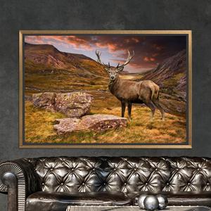 Elegant Deer Horn Graphic Canvas Print: Animal Print Decor,GOLD <b>FRAMED</b> CANVAS - Product Image 1
