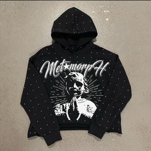 Survêtements hommes Style Vintage 100% coton polaire soleil délavé lavé DTF transfert de chaleur posséder votre Logo OEM Streetwear sweats à capuche - Product Image 3