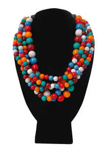 Haute qualité fait à la main bohème collier ras du cou dernière Antique ethnique perlé perles de verre plaqué or chaîne femmes fête mariage - Product Image 2