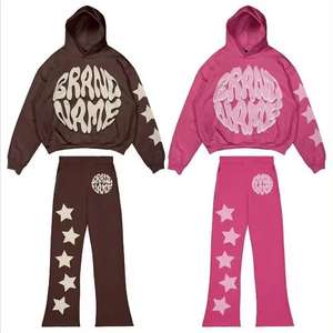 Full Zip US Puff Print Logo Flared Hoodie <b>Set</b> Mans Tracksuits Jogger Clothing Manufacturers French Terry Tracksuits - Product Image 2