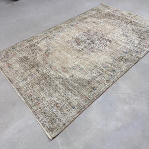 5.3x8.4 ft Vintage Rug, <b>Brown</b> Abstract Turkish Rug <b>Wool</b> - Product Image 2