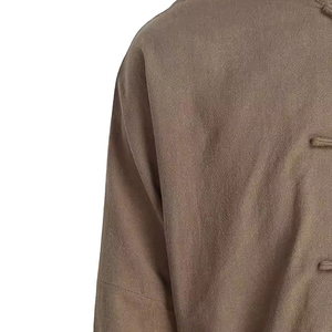 Ensemble d'uniformes de Wushu et Tai Chi traditionnels en lin marron taupe pour hommes, vêtements d'arts martiaux - Product Image 4