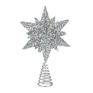 Adorno de Árbol de Navidad de Estrella Poligonal Plateada de Hierro Forjado en 3D, Decoración Navideña de Metal, Proveedor Mayorista OEM - Product Image 1