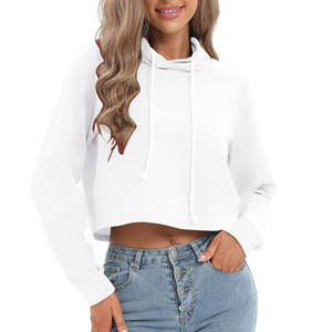 Venta al por mayor personalizado Crop Top sudadera pulóver mujeres sudaderas con capucha Casual moda recortada Sudadera con capucha para las mujeres - Product Image 2