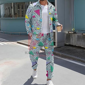 Men's Full <b>Zip</b> Activewear Windbreaker Tracksuit Set Lightweight Jacket Jogger Pants 2-Piece Outfit Running Gym Training Fitness - Product Image 4