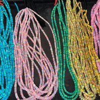 Perles d'opale de feu Welo éthiopiennes naturelles en gros 3-5mm perles de rondelle lisse d'opale multicolore pour la fabrication de bijoux approvisionnement en vrac 16"