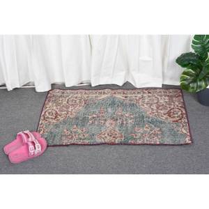 Vintage 1.6 X 2.8ft vert et Beige tapis en laine turque tissage plat Patchwork motif pour décorations de salon Latex soutenu - Product Image 4