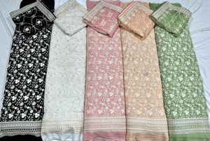 Most Selling Wedding Grown Party Dress <b>Material</b> Viscose Georgette <b>Embroidery</b> Work Fabric From Indian Supplier - Product Image 4