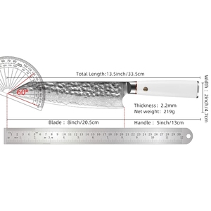 Venta al por mayor personalizado de calidad superior OEM ODM servicio profesional hecho a mano de acero de Damasco cuchillo de cocina de Chef hoja afilada fija - Product Image 2