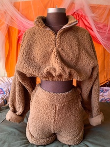 High Quality Oversized <b>Sherpa</b> Style <b>Fleece</b> Hoodie Set Custom Logo Winter Zipper Design for <b>Men</b> and Women - Product Image 2