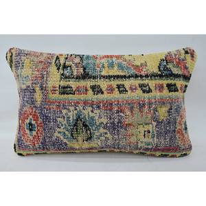 Multicolor Vintage Floral Kantha Patchwork <b>Pillow</b> 12x20 Inches Soft Wool Fabric for Home or <b>Sofa</b> Use - Product Image 1