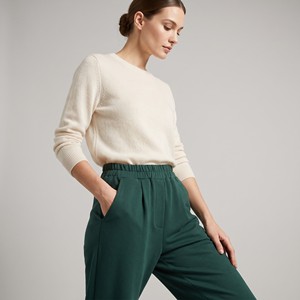 Pantalon confortable à taille haute, plissé, coupe carotte, avec ceinture élastique et poches - Taille unique, convient aux tailles 36 à 44 - Product Image 1
