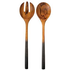 Ensemble de cuillère et de fourchette de service en bois populaires avec manche noir design, pour la maison, les hôtels, les restaurants - Product Image 5