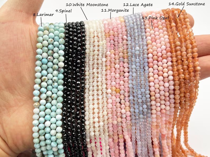 2023 Dainty Natural Faceted Crystal Loose Stone Beads 2mm 3mm 4mm Cutting Natural Gemstone Beads for Jewelry Making