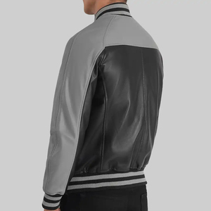 Veste de baseball d'hiver pour hommes avec broderie Letterman Bomber Coat avec manches en cuir Vente en gros - Product Image 5