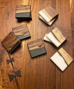 Luxury Wood <b>Marble</b> Metal Inlay Coaster Square Shape Best Quality Handmade <b>Mug</b> Coaster Table Decoration Mats & Pads At Best Price - Product Image 4