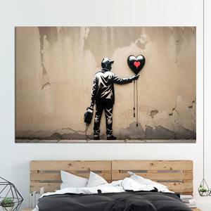 Modern Boy with <b>Balloon</b> Graffiti Art: Printed Canvas Artwork,WRAPPED CANVAS - Product Image 1