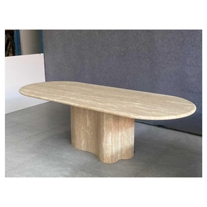 Table à manger moderne en travertin naturel, table d'appoint en pierre pour salon - Product Image 2