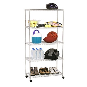 Unidad de estantería de almacenamiento resistente ajustable de 5 estantes de Venta caliente en ruedas de 4 '', estante de alambre organizador de metal - Product Image 5