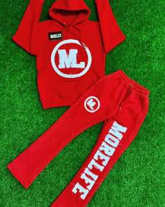 Survêtements pour hommes 100% coton, vêtements de sport pour la course à pied et le fitness, molleton imprimé, fermeture à cordon de serrage sur toute la longueur, taille XL-XXL - Product Image 1