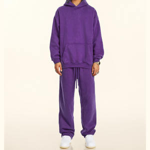 Ropa personalizada Streetwear pantalones de chándal y sudaderas con capucha conjunto de chándales de gran tamaño Unisex hombres Sudadera con capucha pantalones de chándal de peso pesado conjunto Suelto - Product Image 2