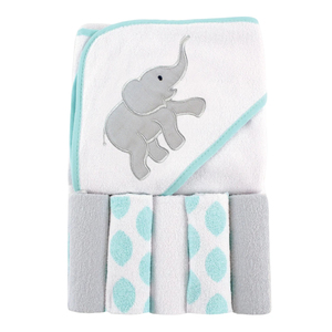 Toalla de Baño para Bebé con Bordado de Elefante, Rayas Azules, Tela de Rizo, Agradable para la Piel del Recién Nacido, para Uso en el Baño - Product Image 3