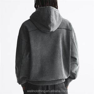 Meilleur prix de vente de haute qualité, poids lourd, pull à capuche avec broderie, logo personnalisé, fabricant, sweat à capuche vintage lavé à l'acide - Product Image 5