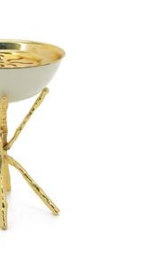 Brûleur d'encens moderne blanc et or en forme de branche, bol rond en métal, design arabe, pour usage domestique et cadeaux au Moyen-Orient et au Golfe - Product Image 4