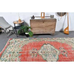 Tapis Kilim Turc Rouge Vert Vintage Classique Grande Surface 5'1X9'1 ft Laine 10mm Patchwork Latex pour Couloir Rectangle Chambre - Product Image 2