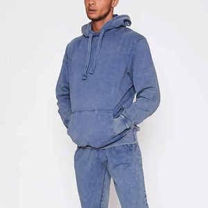 Nouvelle Arrivée Sweat à Capuche Hiver Homme Effet Délavé 100% Coton Tissu Haute Qualité Personnalisé Molleton Tricoté Uni - Product Image 4