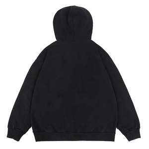 Sudadera con Capucha Oversize de Invierno, Ecológica y Transpirable, Unisex, Estilo Urbano, de Algodón y Felpa Negra, Corte Regular, con Bolsillo, con la Frase 'Peace Begins Love' - Product Image 2