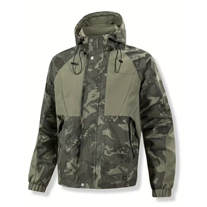 <b>Mens</b> <b>Camo</b> Hooded Windbreaker <b>Jacket</b> Lightweight Polyester Zipper Casual Color-Block Winter Casual Coat - Product Image 3